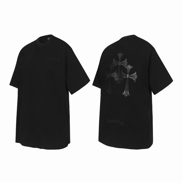 280g Heavyweight Double Yarn T-shirt - Chrome Hearts Cross Embroidered Short-Sl