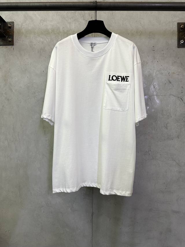 Loewe SS26 Pocket Embroidered Logo Short-Sleeve T-Shirt Fabric: 50-count merceri