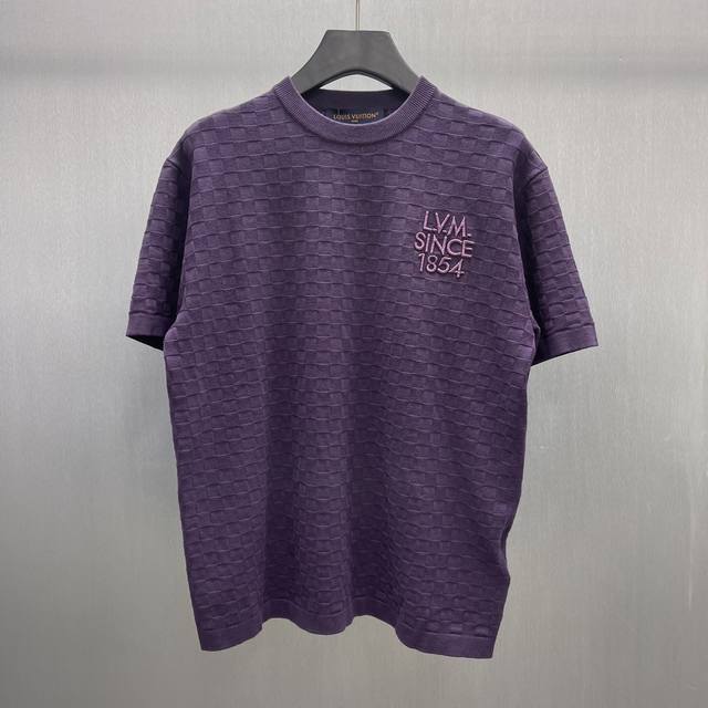 Lu Purple Checkered Knit Crew Neck Short-Sleeve Top ( ) Size: S-XL ( ) This shor