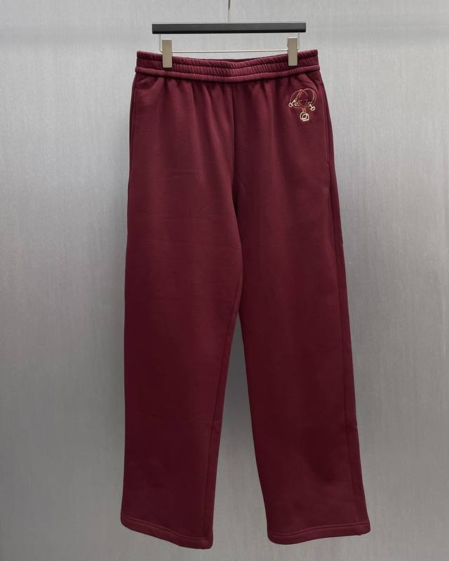 Chinese New Year Collection Embroidered Knitted Cotton Casual Trousers Size: S-X