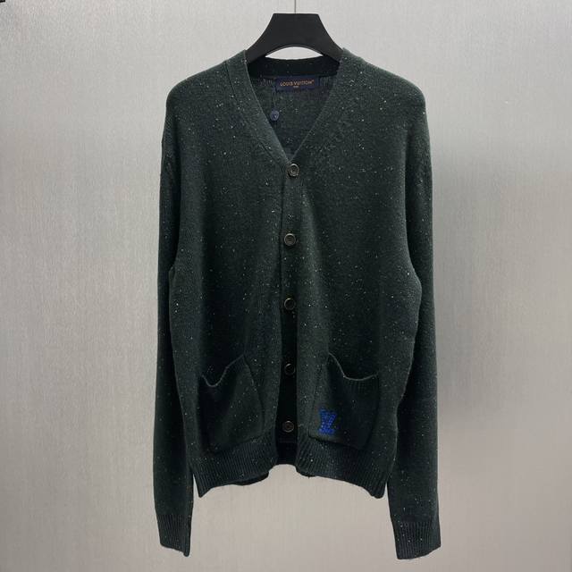 Lu Cashmere Color-Blocked Polka Dot Cardigan Size: S-XL This soft cashmere knit