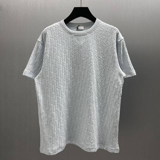 Cd Blue-Grey T-Shirt with Jacquard Knit - Size: S-XL This blue cotton terry t-sh