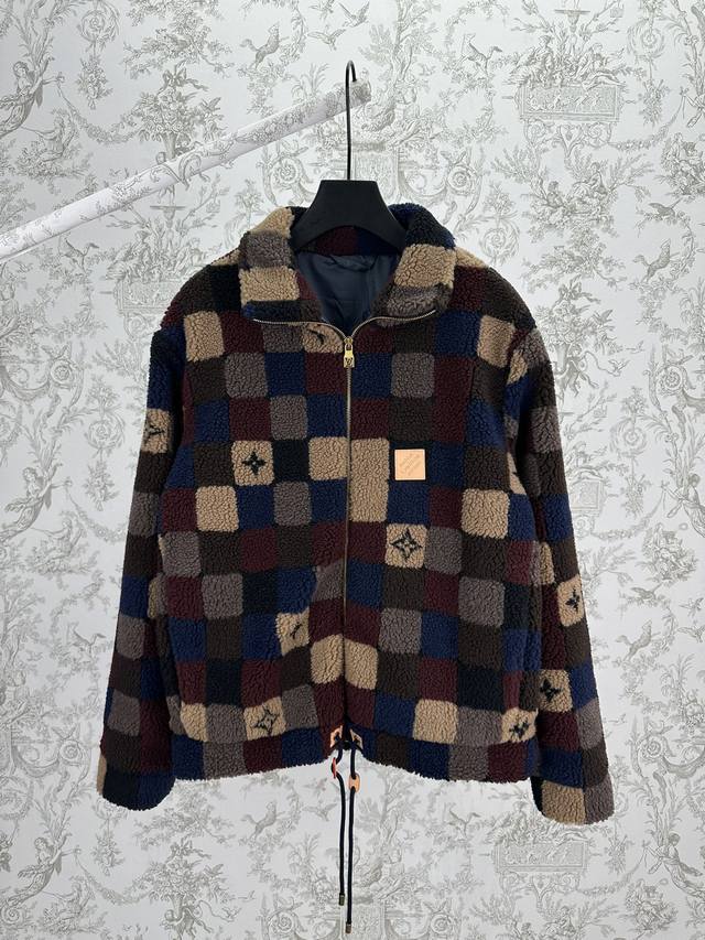 Louis Vuitton 25Ss New High-Neck Fleece Zipper Jacquard Pattern Fleece Jacket,