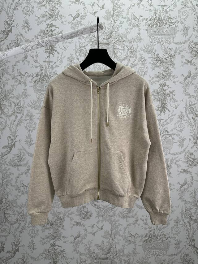 Celine 25Ss New Zipper Badge Hoodie. Classic design with embroidered badges, ad