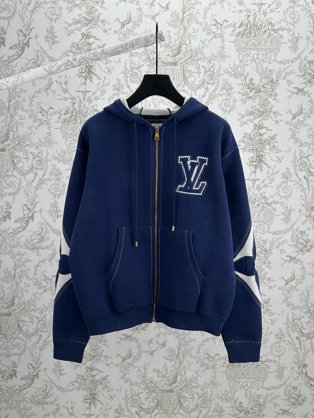 This new Louis Vuitton zip-up cotton hoodie features a lightweight silhouette w