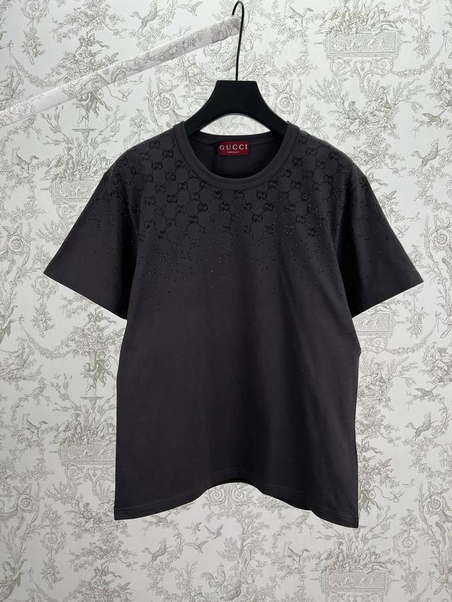 G Brand 25Ss New Crystal-Embellished Knitted Cotton T-Shirt. This G brand t-shir