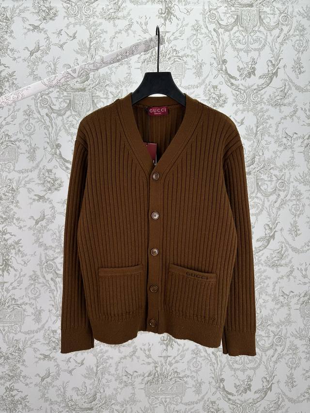 G brand 25Ss new solid color long-sleeved single-breasted sweater men's high ver