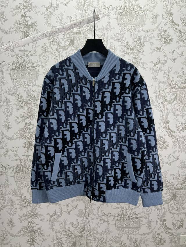 Dior 25Ss New Short Jacket in Grey Wool Knit with Oblique Print. This short jac