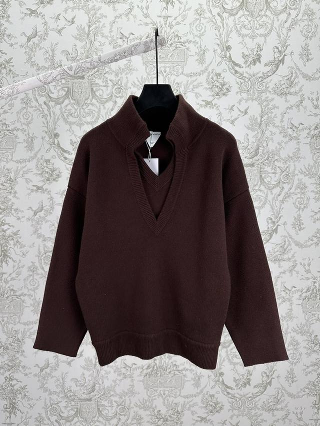 Bv 25Ss New Solid Color V-Neck Pullover Long-Sleeve Sweater. Double-layer V-neck