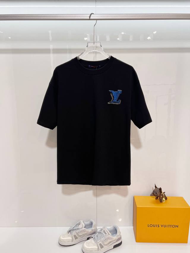 Louis Vuitton High-Quality 320g Crew Neck Short Sleeve T-Shirt. Brand Classic 1V