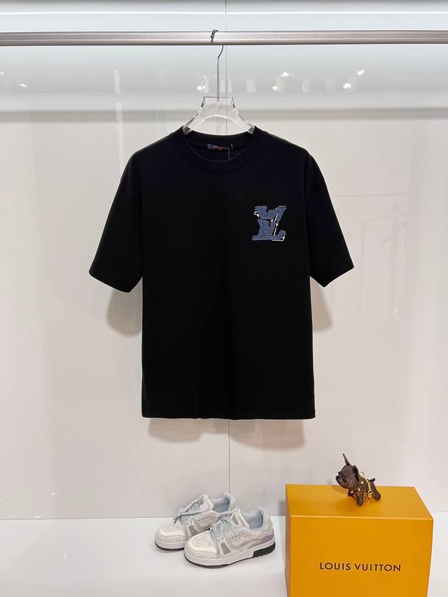 Louis Vuitton High-Quality 320g Crew Neck Short Sleeve T-Shirt. Brand Classic 1V