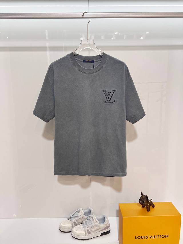 Louis Vuitton High-Quality 320g Crew Neck Short Sleeve T-Shirt. Brand Classic 1V