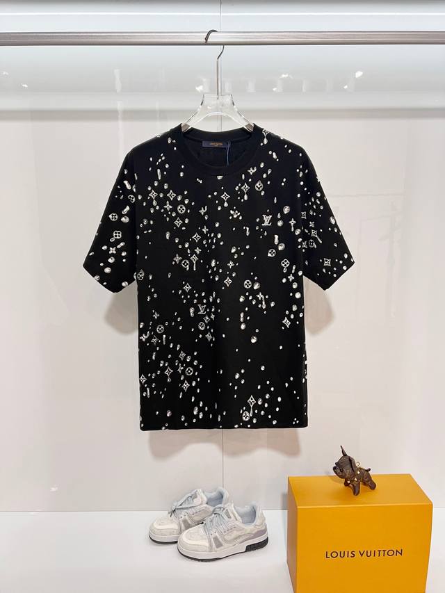 Louis Vuitton High-Quality 320g Crew Neck Short Sleeve T-Shirt. Brand Classic 1V