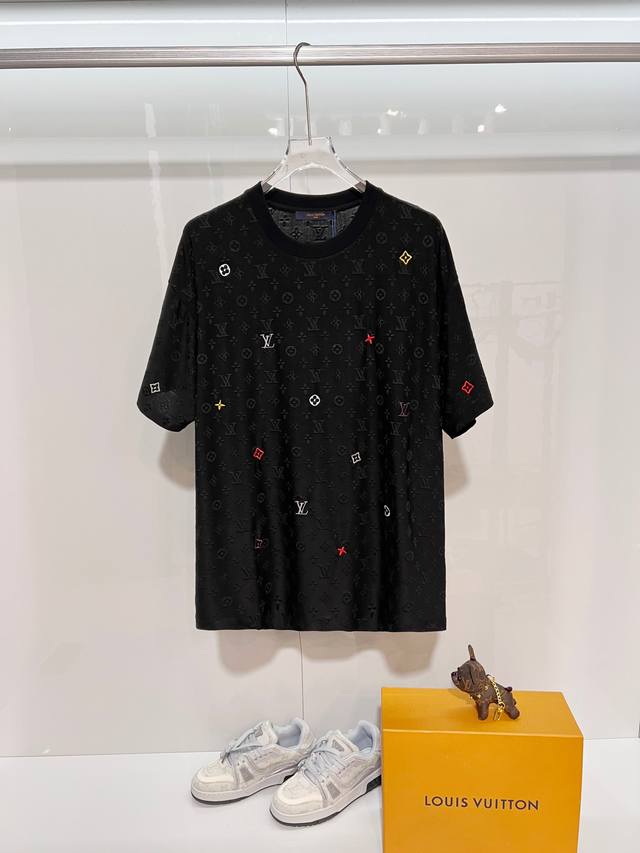 Louis Vuitton High-Quality 320g Crew Neck Short Sleeve T-Shirt. Brand Classic 1V