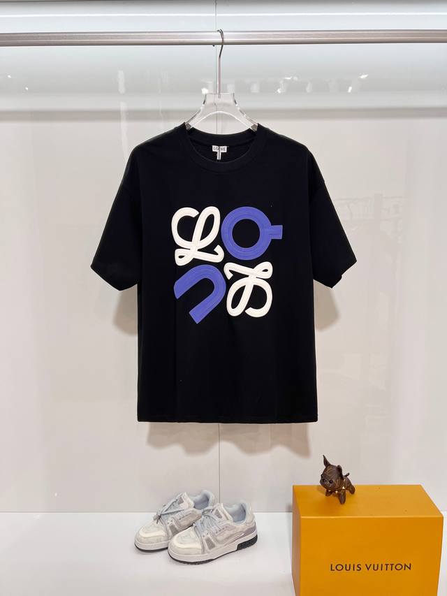Loewe High-Quality 320g Crew Neck Short Sleeve T-Shirt. Features classic 3D embo