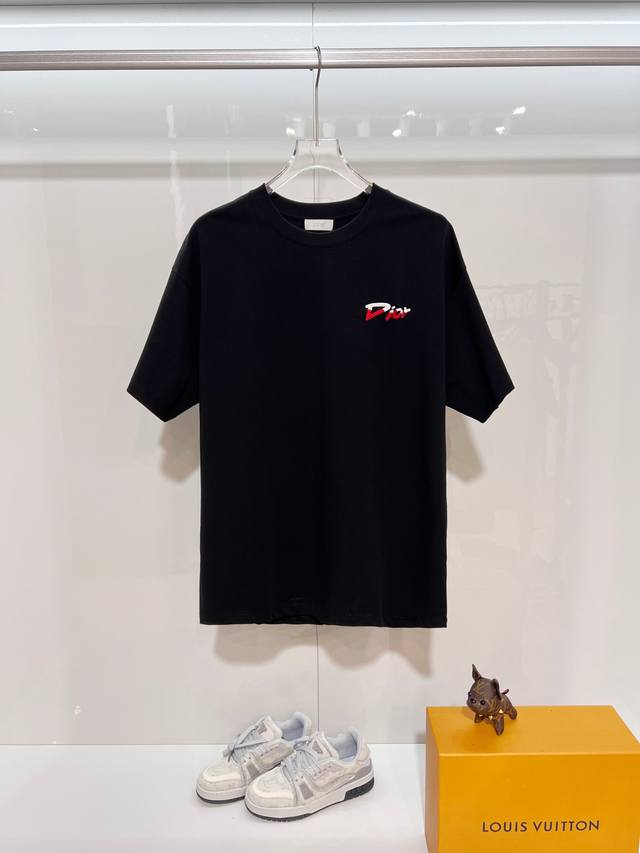 Dior High-Quality 320g Crew Neck Short Sleeve T-Shirt. Features classic Dior log