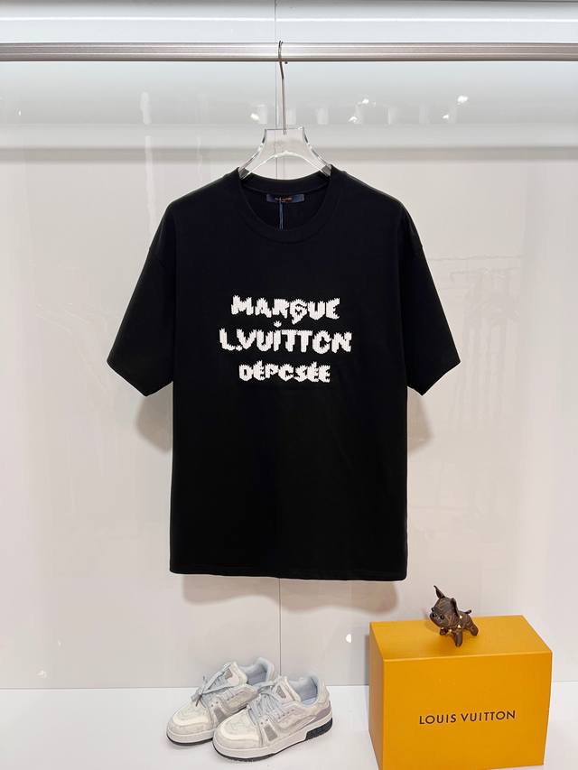 Louis Vuitton High-Quality 320g Crew Neck Short Sleeve T-Shirt. Brand Classic 1V