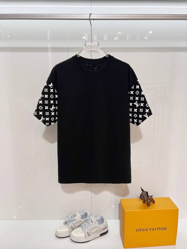 Louis Vuitton High-Quality 320g Crew Neck Short Sleeve T-Shirt. Brand Classic 1V