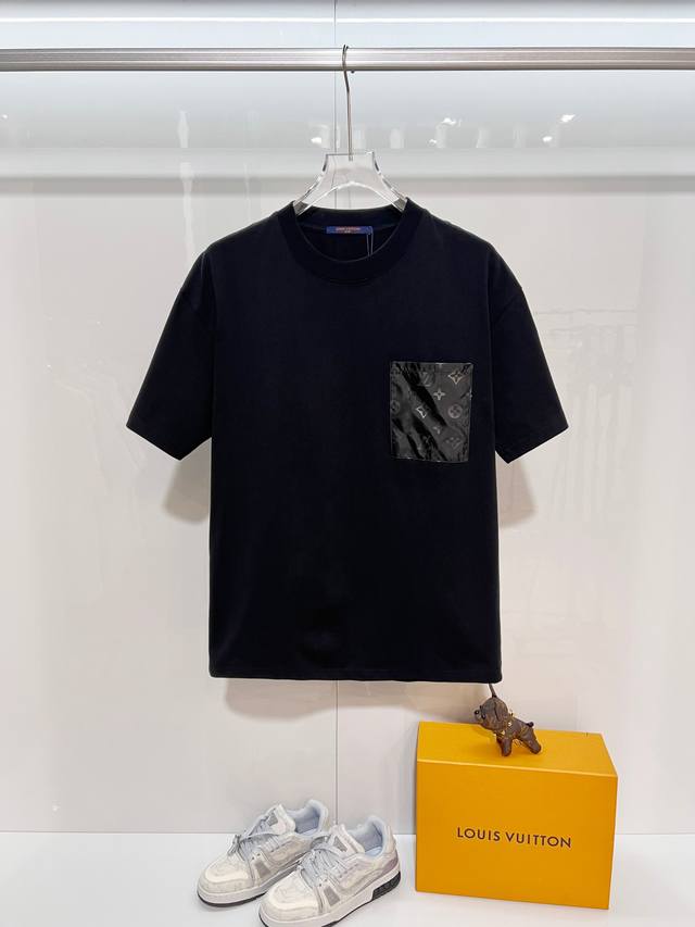 Louis Vuitton High-Quality 320g Crew Neck Short Sleeve T-Shirt. Brand Classic 1V