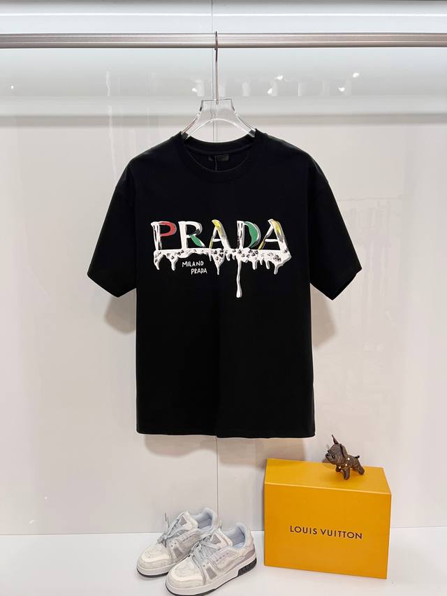 Prada High-Quality 320g Crew Neck Short Sleeve T-Shirt, featuring classic color
