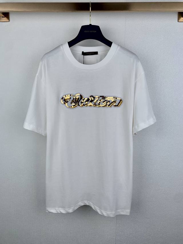 Louis Vuitton 26Ss Sequin Embroidered Letter Short-Sleeve T-Shirt Size: SML-XL