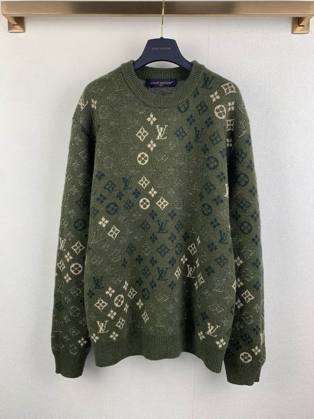 Louis Vuitton Jacquard Knit Sweater Pullover 25Ss New Monogram Pullover This lon