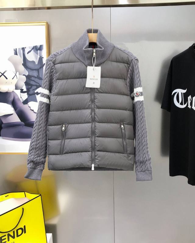 Moncler 2025Fw New Style Stand-Up Knit Patchwork Jacket. A best-selling item in