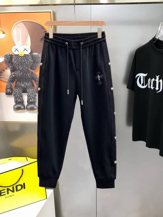 Chrome Hearts premium exclusive new casual trousers! Made with custom-made, bre