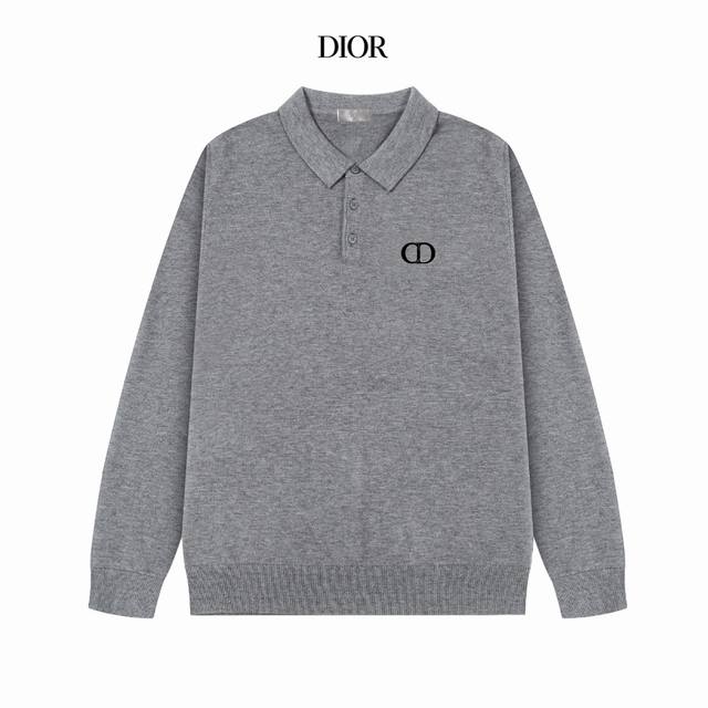 Dior's latest casual polo collar wool sweater. The fabric is delicate, soft, com