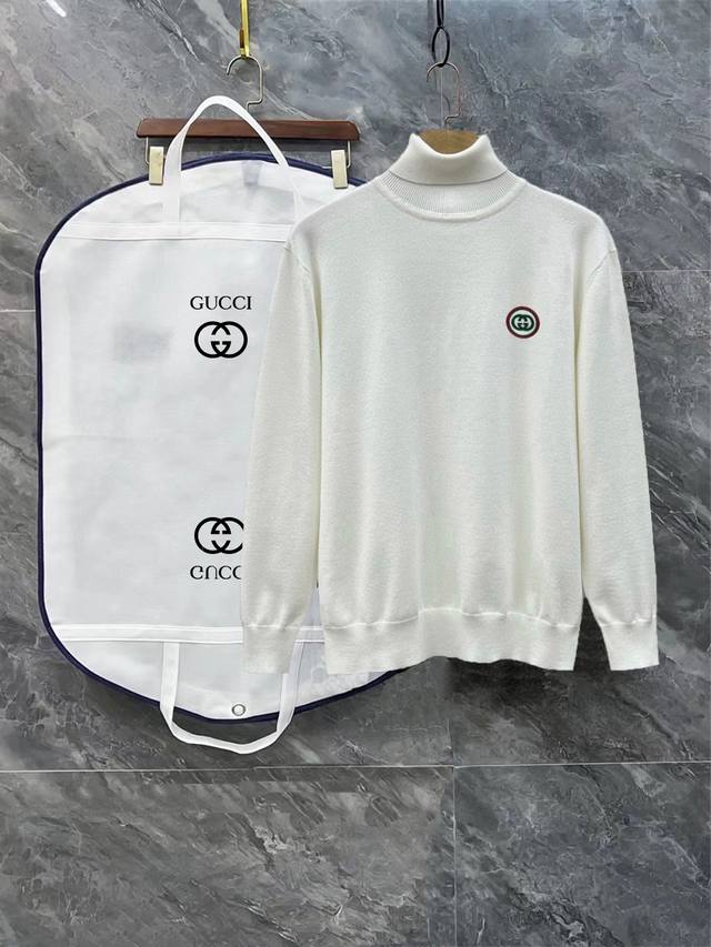 Gucci 3-Label Complete High-Neck Sweater Premium Wool Blend Sweater Unisex High-