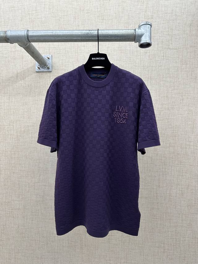 LV Louis Vuitton Damier Check Knit Short-Sleeve T-Shirt 2026Ss Early Spring Coll