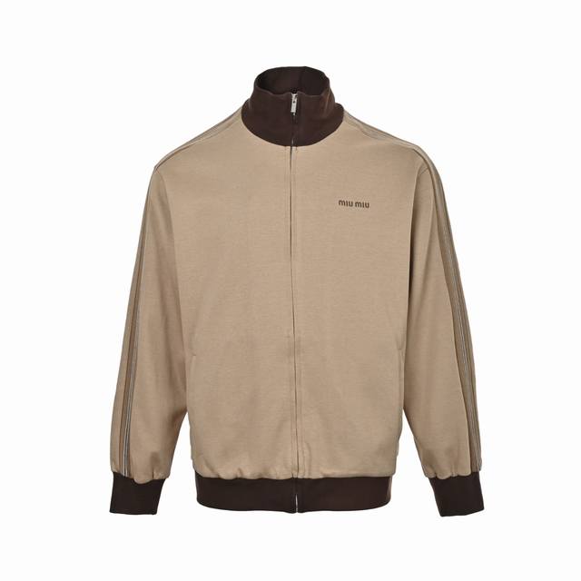 Miu Miu Plain Knit Zipper Sports Jacket (Authentic Product 2000), 380g twill dou