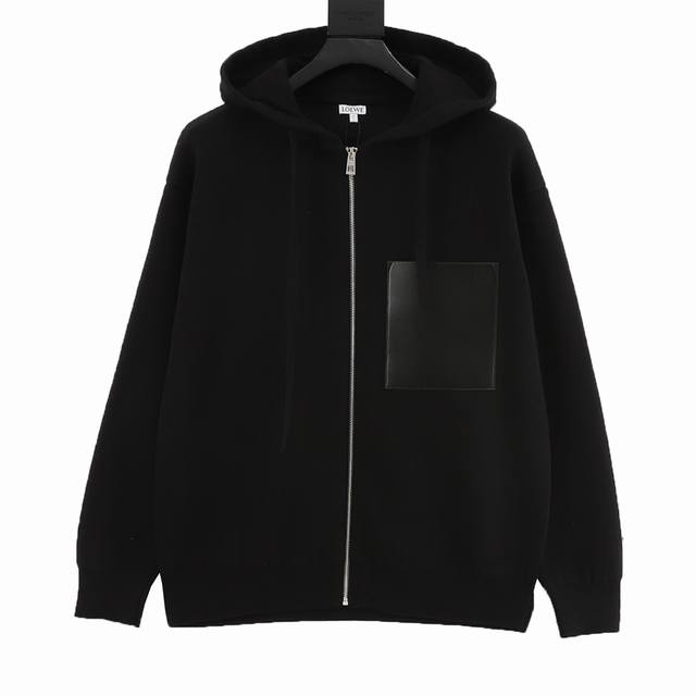 Loewe Leather Pocket Wool Zipper Hooded Jacket ( ). Authentic product purchased