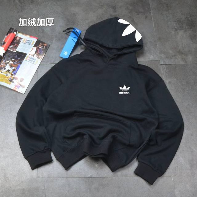 New Arrival: Adidas Winter Men's Fleece-Lined Thick Hooded Sweatshirt with Tref