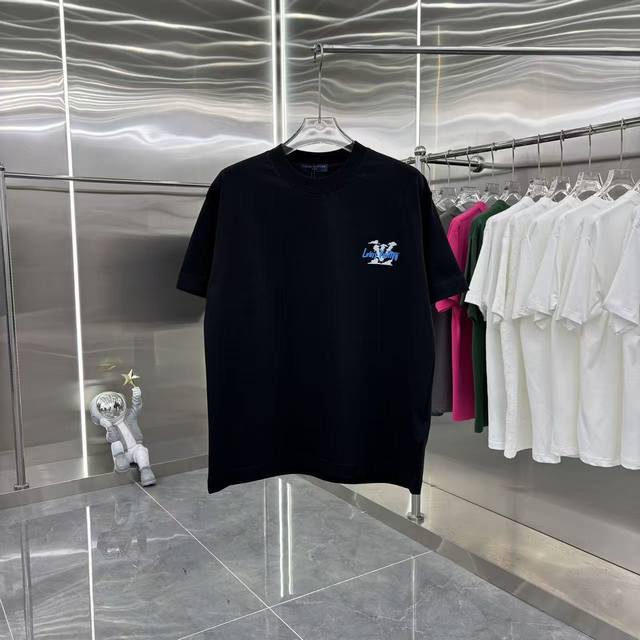 LV 2026 Spring/Summer New Personalized Engraved Lettering + Flocked Crew Neck Sh