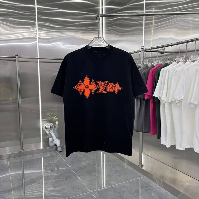 LV 2026 Spring/Summer New Personalized Engraved Lettering + Flocked Crew Neck Sh