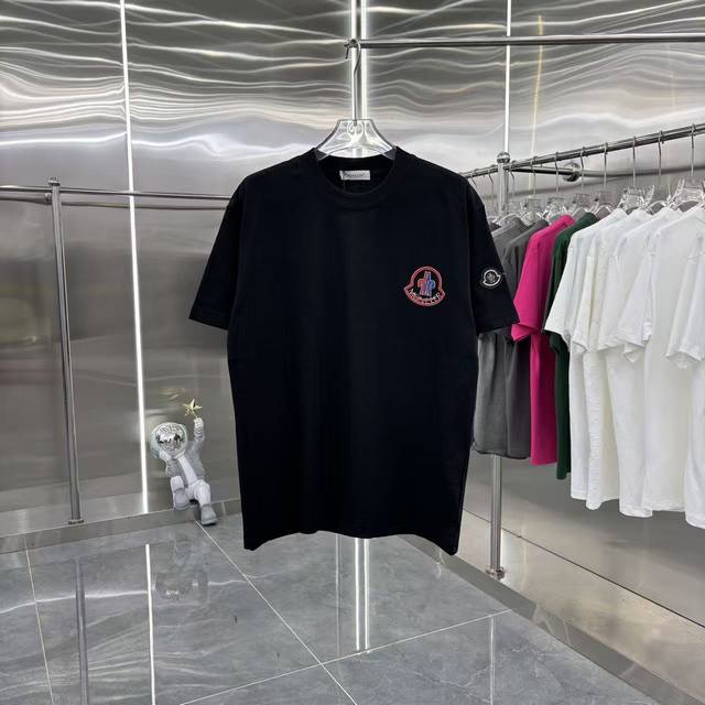 Moncler 2026 Spring/Summer New Overlapped Flocked Crew Neck Short Sleeve T-Shirt
