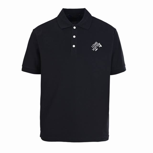 High-quality Louis Vuitton (LV) short-sleeved polo shirt with embroidered pin. M