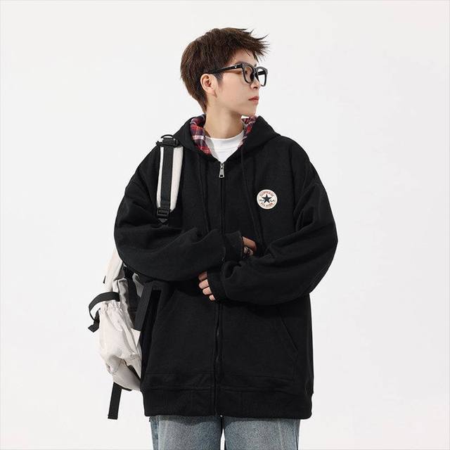 Converse New Arrival, Two-tone Hooded Cardigan/Sweatshirt, Unisex. The entire ga