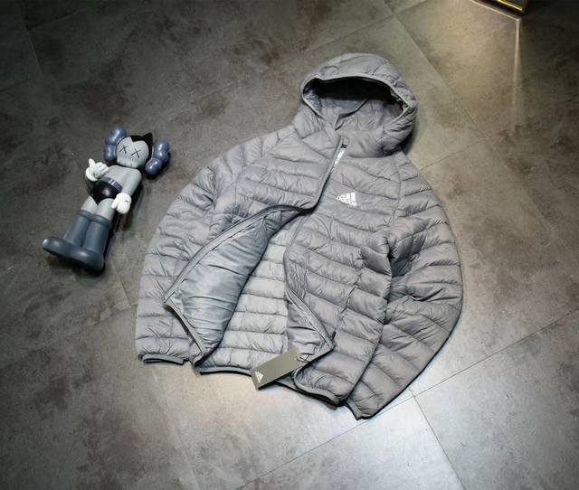 New Arrival! Adidas main logo warm hooded down jacket, comfortable and lightwei