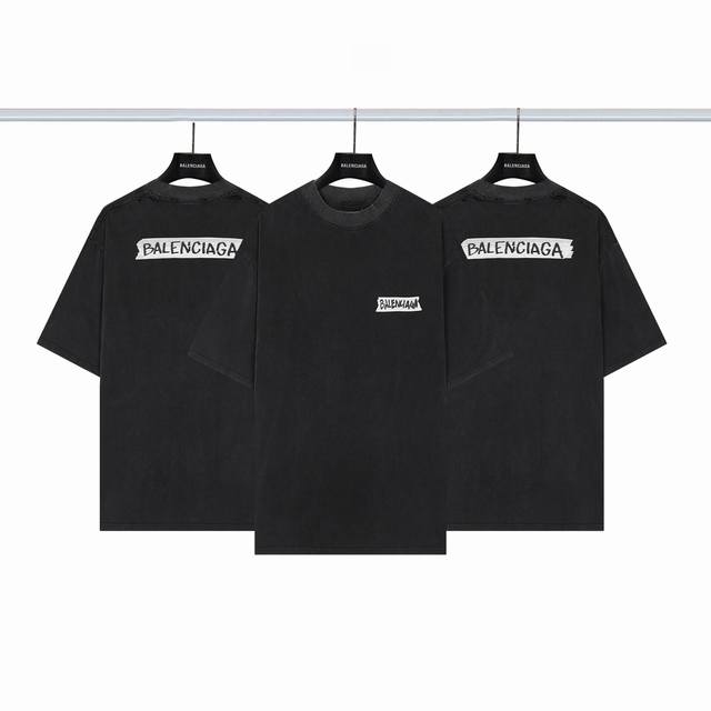 Balenciaga Washed Black Short-Sleeve T-Shirt ( ) Color: Washed Black ( ) Size: