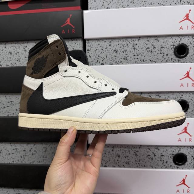 Df Travis Scott X Air Jordan 1 High Og AJ1 Reverse Swoosh High-Top Basketball Sh