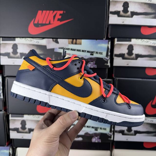 Pure Original Off-White X Nk Dunk Low Ow Collaboration Yellow and Blue pnme Asi
