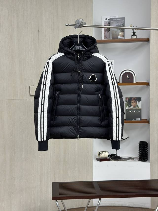 Top-tier version, 460mm down, Moncler down jacket with woven ribbon studded slee