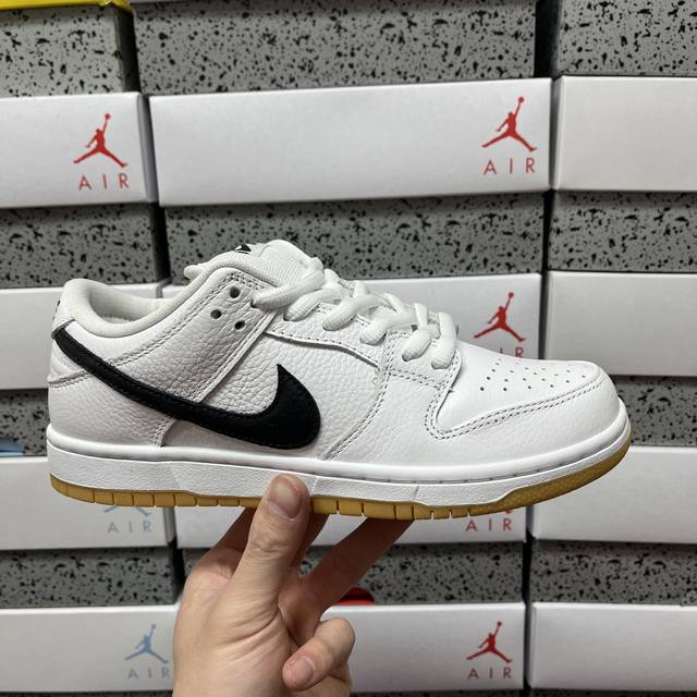S2# Dunk SB Low White Gum (White with Black Hook, Gum Outsole) Cd2563 101 Sizes:
