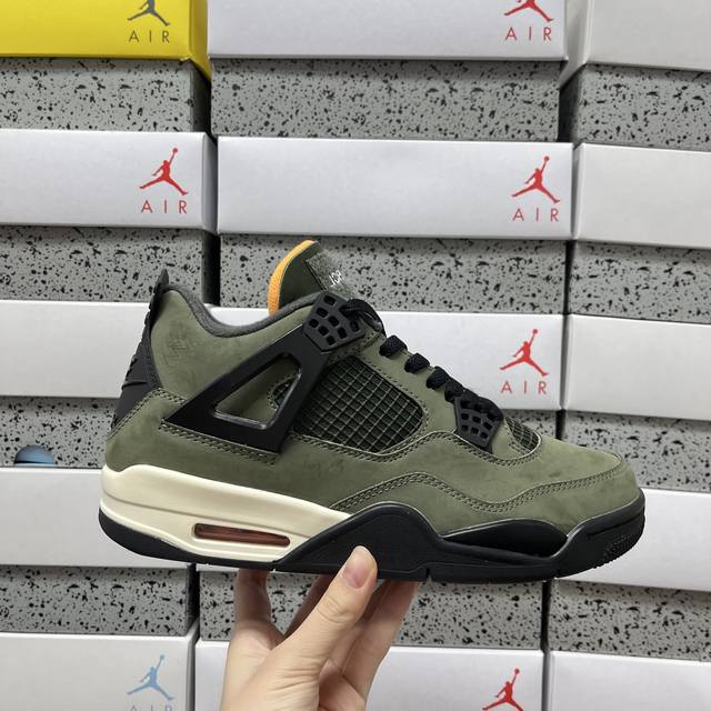 I8# Undefeated X Air Jordan 4 Og AJ4 Olive Green Suede Ib1519 200 Sizes: 36 36.5