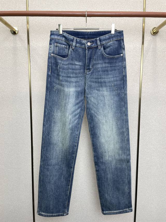 Exclusive new Burberry fleece-lined jeans! High-end casual jeans, custom-made fr