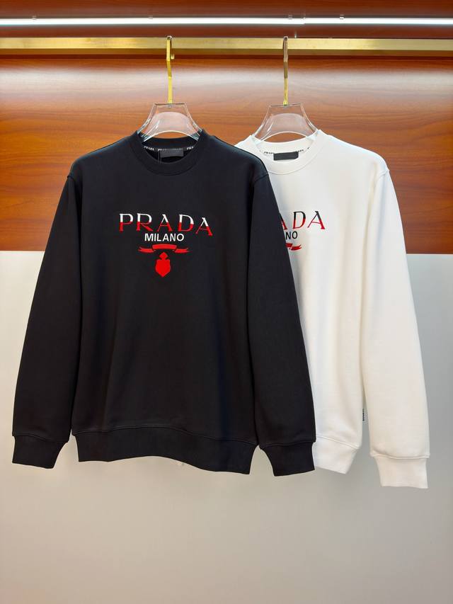 Prada 25Ss Newest and Top-of-the-Line Crew Neck Sweatshirt, Exquisite Craftsman