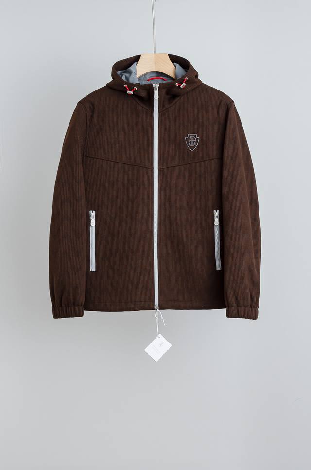 Brunello Cucinelli Logo Cotton Jacket #2025 Fall/Winter Collection. Made with im