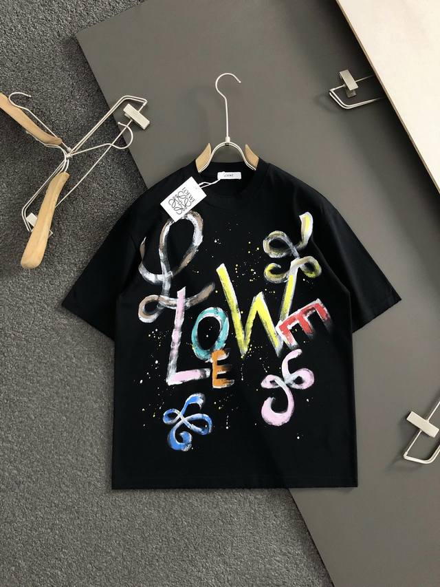 Low 25Ss Latest and Top-Tier Colorful Hand-Painted Textured Short-Sleeve T-Shirt